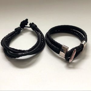 Black Rawhide Leather Bracelets